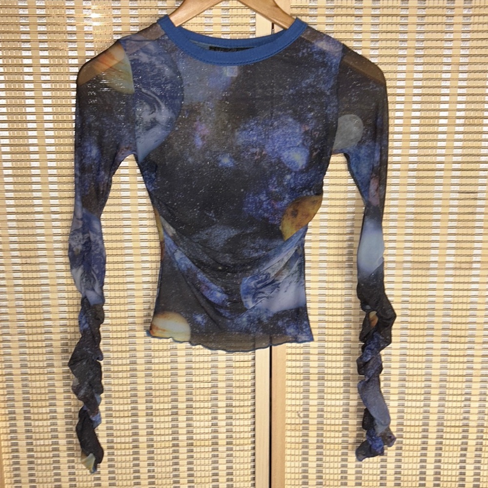 Women’s urban outfitters size XS  Cosmic theme cropped see-through stretchy top